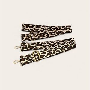 Leopard Print Strap with Gold Accents X-Wide Bag Strap x 2